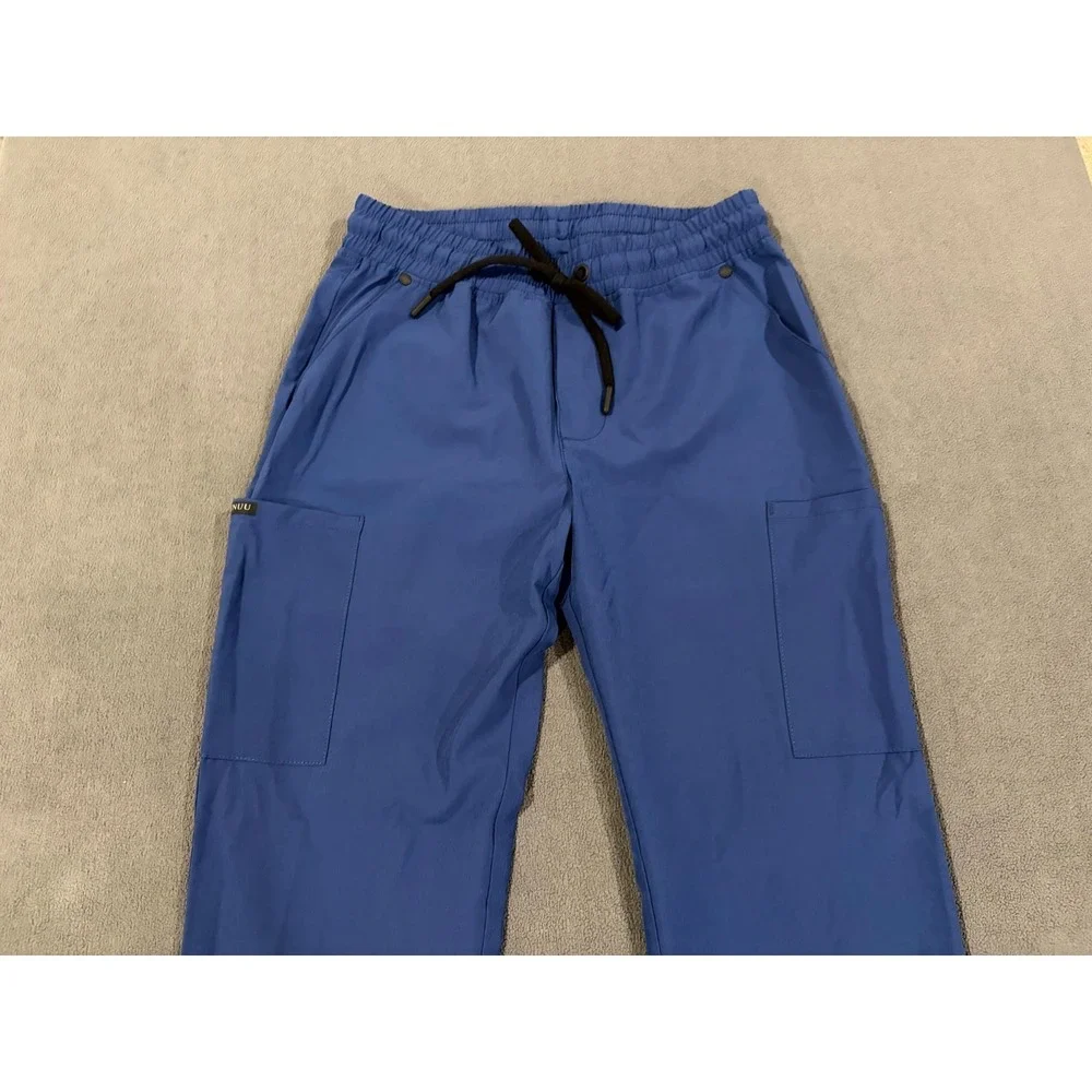 Jaanuu Cargo Scrub Pants Men XS Blue Stretch Drawstring Workwear Utility Pockets